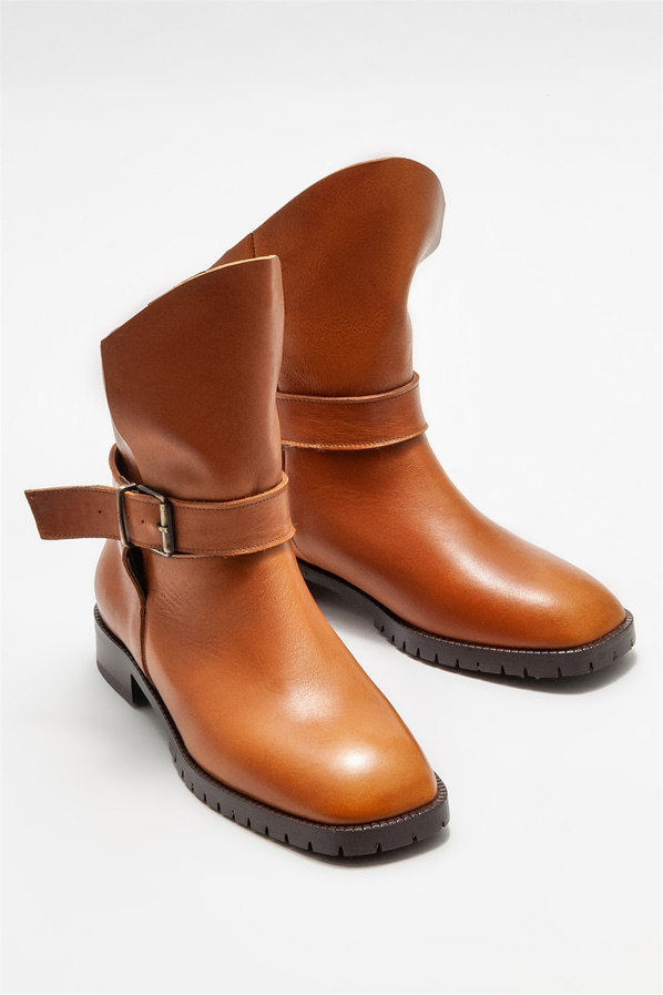 Taba deri kadın bot, günlük kullanım için - Elle Shoes