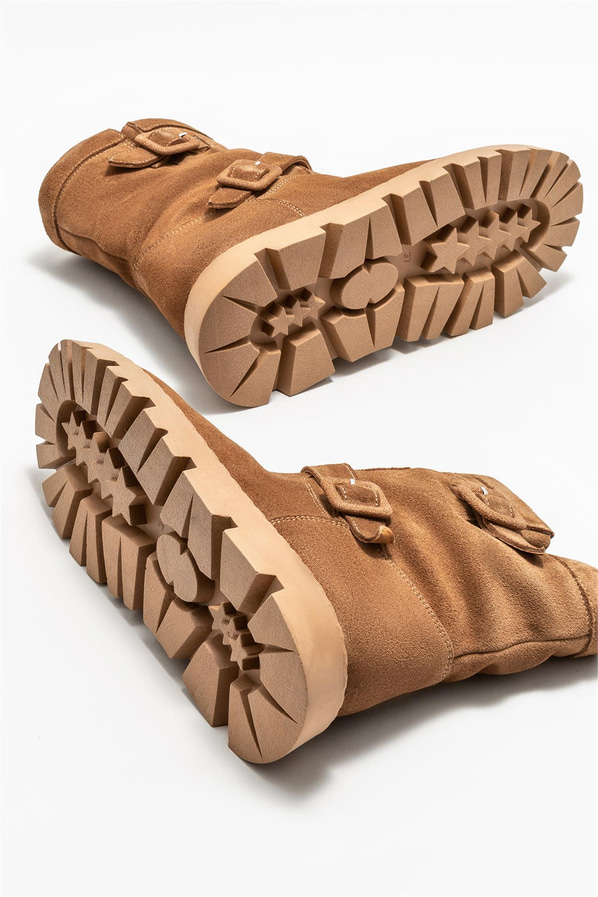 Taba deri kadın bot, günlük kullanım için - Elle Shoes