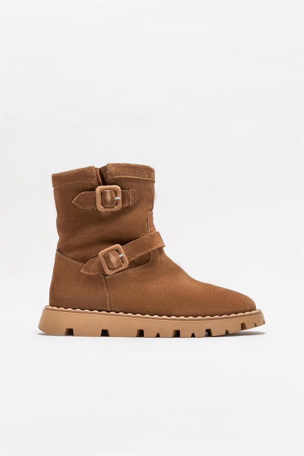 Taba deri kadın bot, günlük kullanım için - Elle Shoes