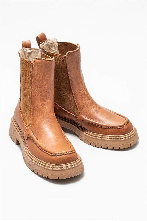 Taba deri kadın chelsea bot, günlük kullanım için - Elle Shoes