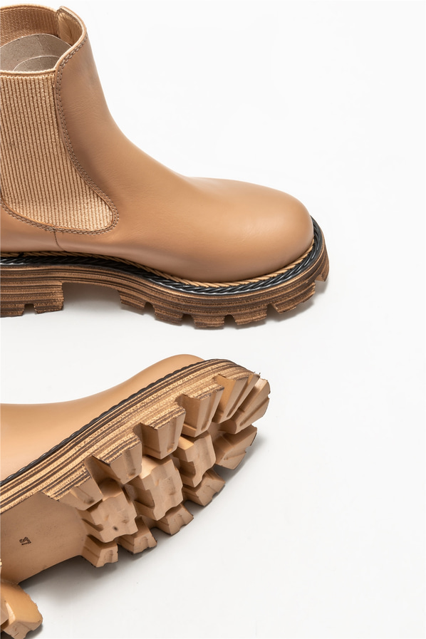 Taba deri kadın bot, günlük kullanım için - Elle Shoes