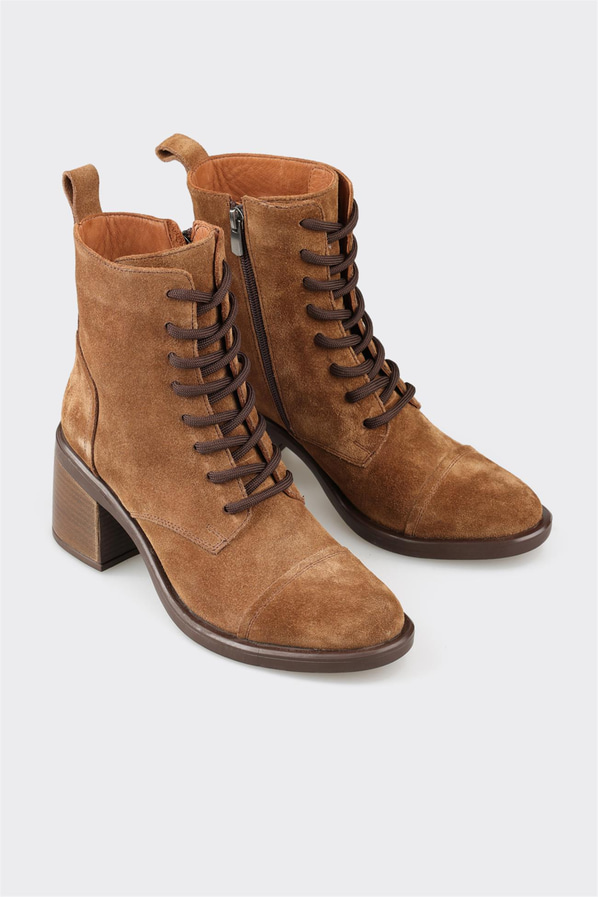 Taba deri kadın bot, günlük kullanım için - Elle Shoes