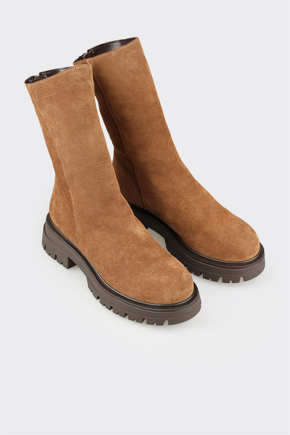 Taba deri kadın bot, rahat kullanım için - Elle Shoes