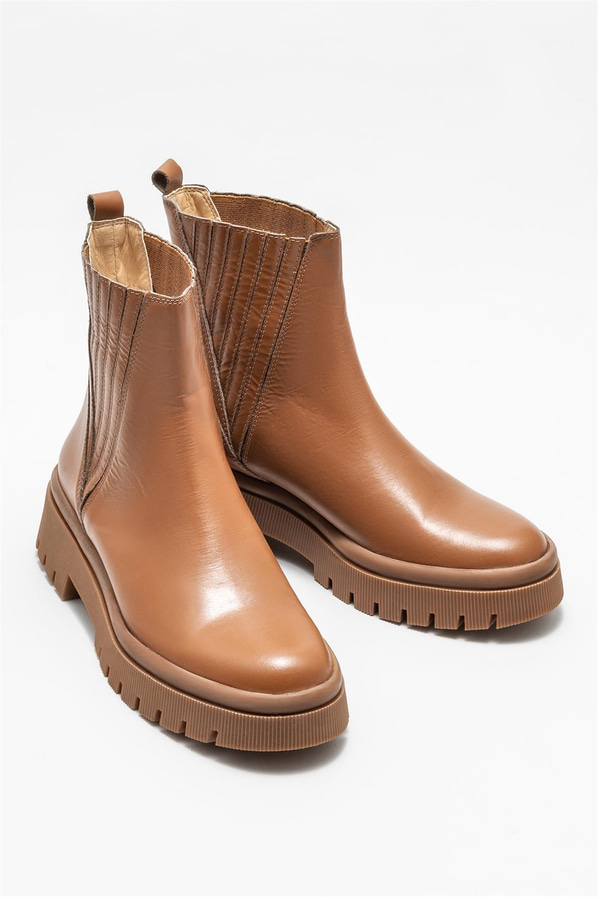 Taba deri kadın chelsea bot, günlük kullanım için - Elle Shoes