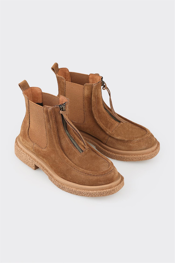 Taba deri kadın bot, günlük kullanım için - Elle Shoes