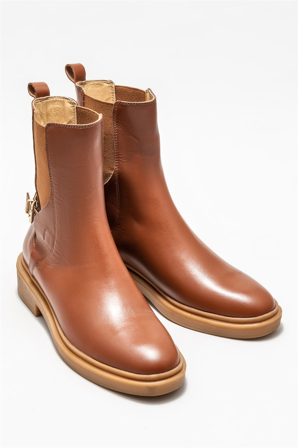 Taba deri kadın bot, günlük kullanım için - Elle Shoes