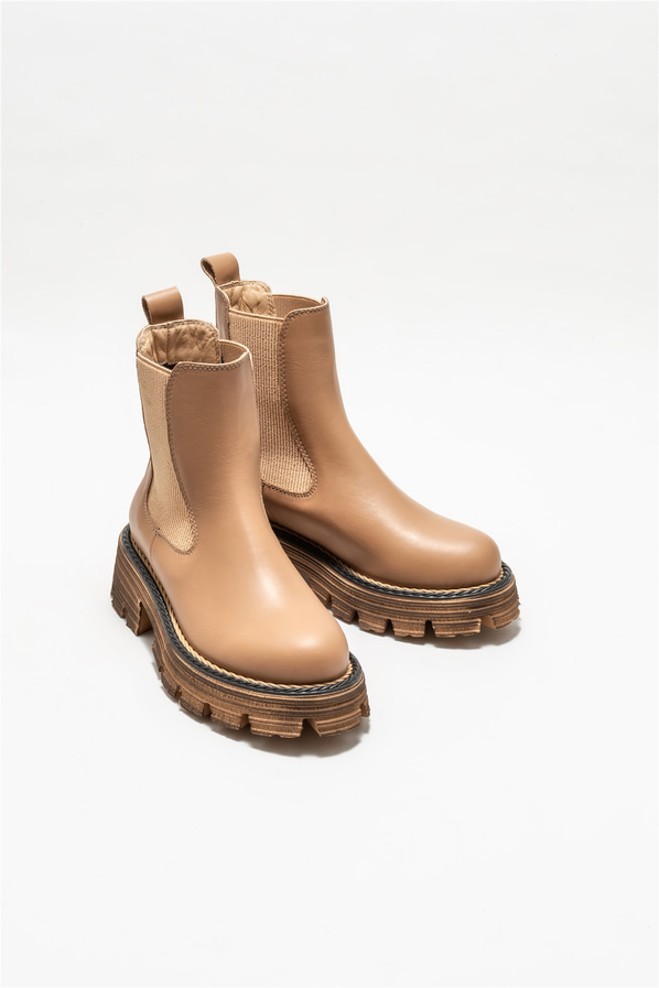 Taba deri kadın bot, günlük kullanım için - Elle Shoes