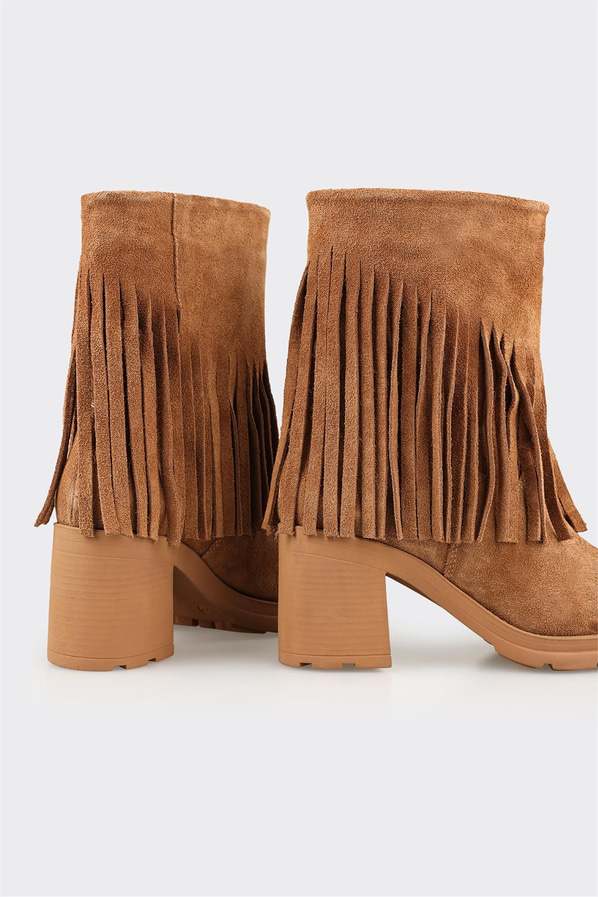 Taba deri yumuşak dokulu kadın bot, ofis stili için - Elle Shoes