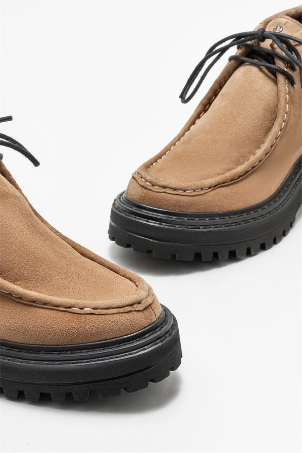 Taba deri düz kadın bot, günlük kullanım için - Elle Shoes
