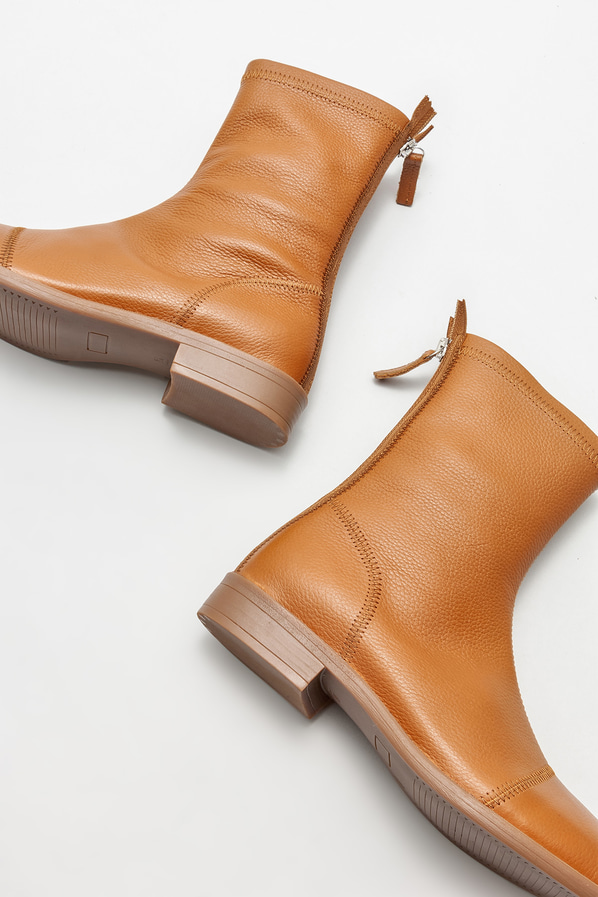 Taba deri düz kadın bot, günlük kullanım için - Elle Shoes