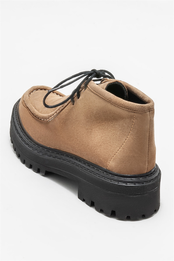 Taba deri düz kadın bot, günlük kullanım için - Elle Shoes