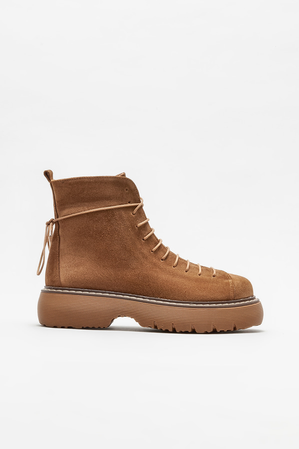 Taba deri düz kadın bot, günlük kullanım için - Elle Shoes