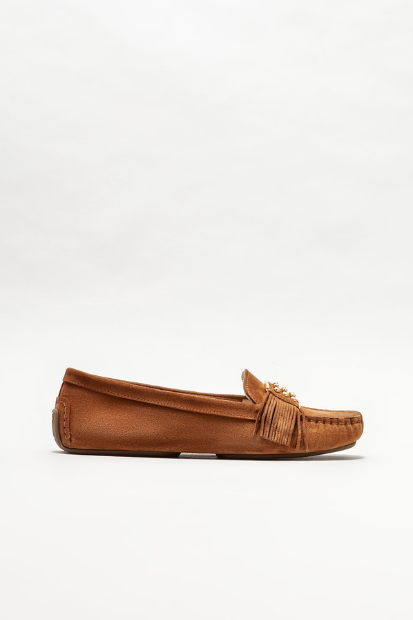Taba deri kadın loafer, günlük kullanım için - Elle Shoes