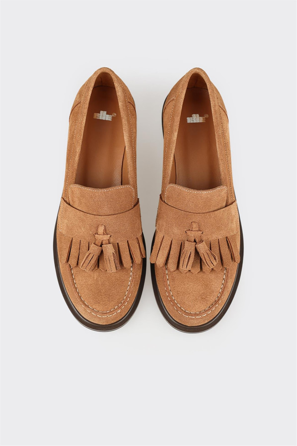 Taba Deri Kadın Günlük Loafer