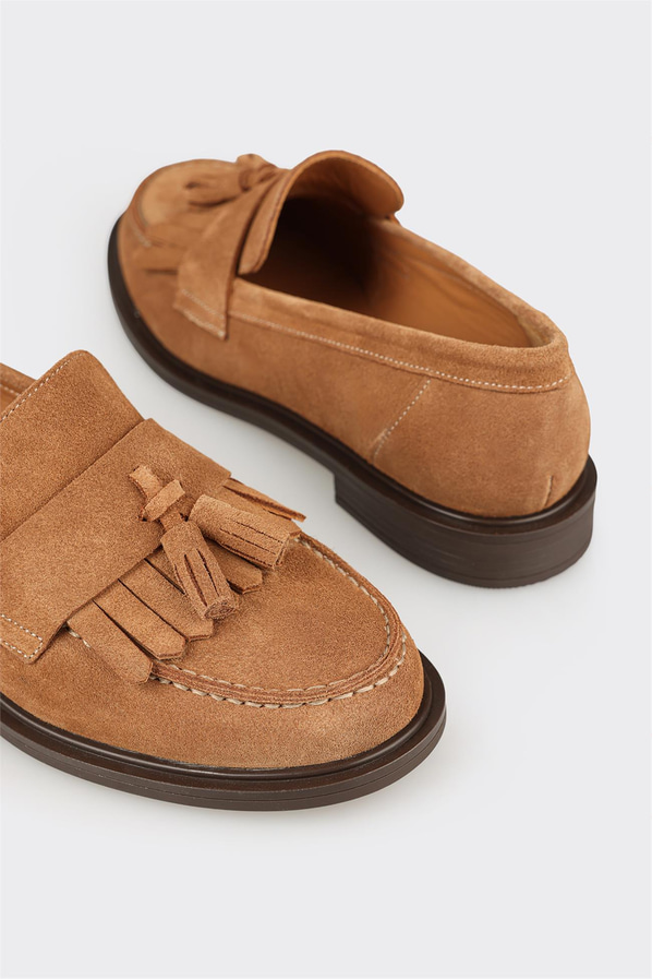 Taba Deri Kadın Günlük Loafer