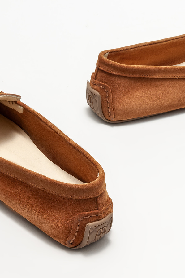 Taba deri kadın loafer, günlük kullanım için - Elle Shoes