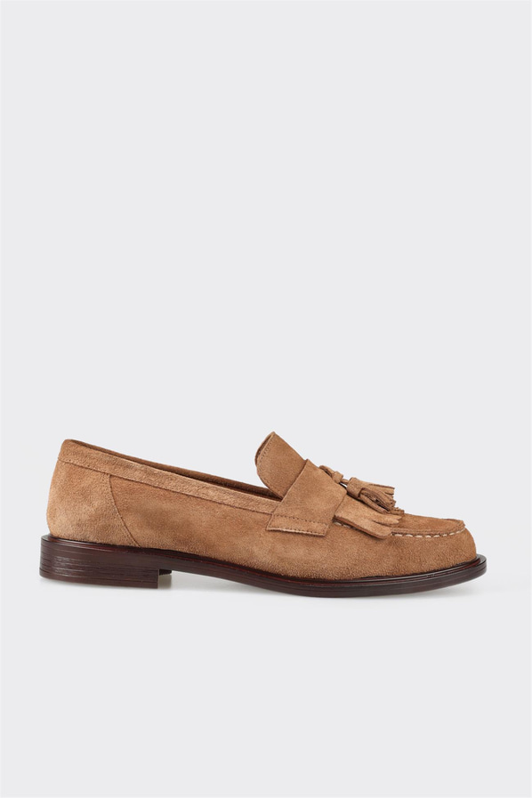 Taba deri kadın loafer, günlük kullanım için - Elle Shoes