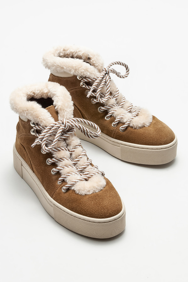 Taba deri kadın bot, günlük kullanım için - Elle Shoes