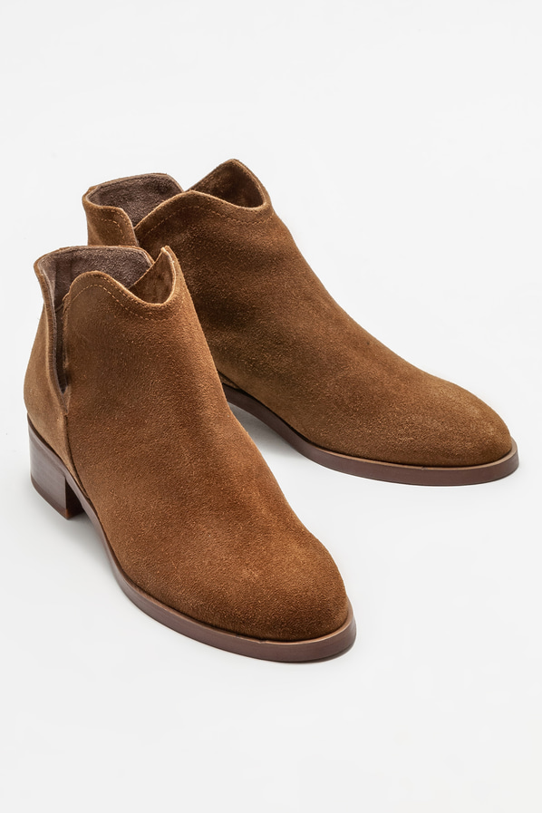 Taba deri kadın bot, klasik stil için - Elle Shoes