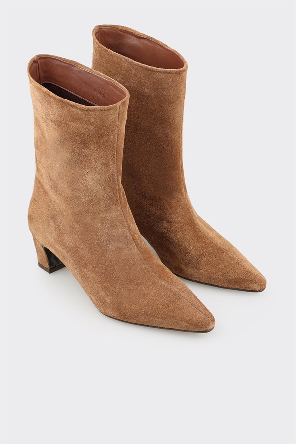 Taba deri simli kadın klasik bot, ofis stili için - Elle Shoes