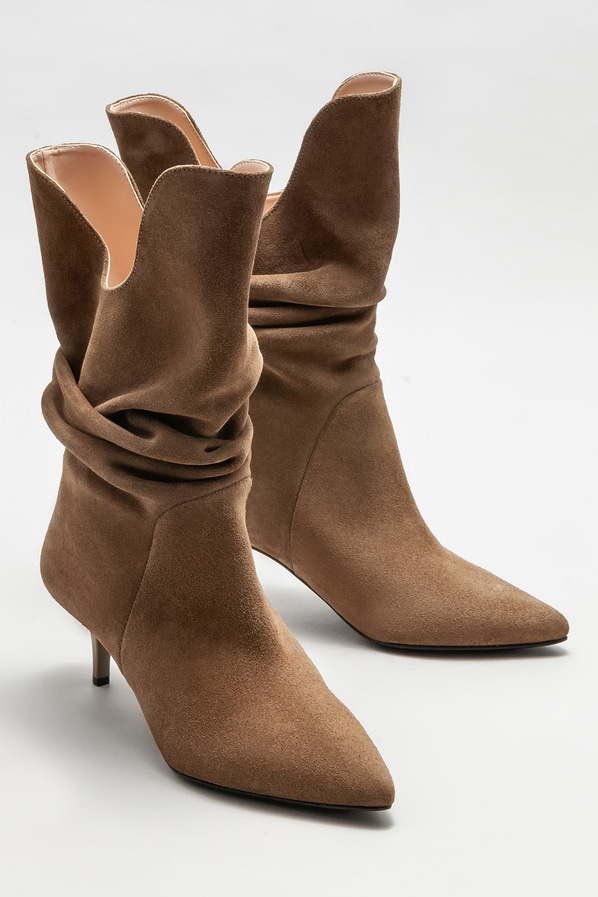 Taba deri kadın klasik bot - Elle Shoes