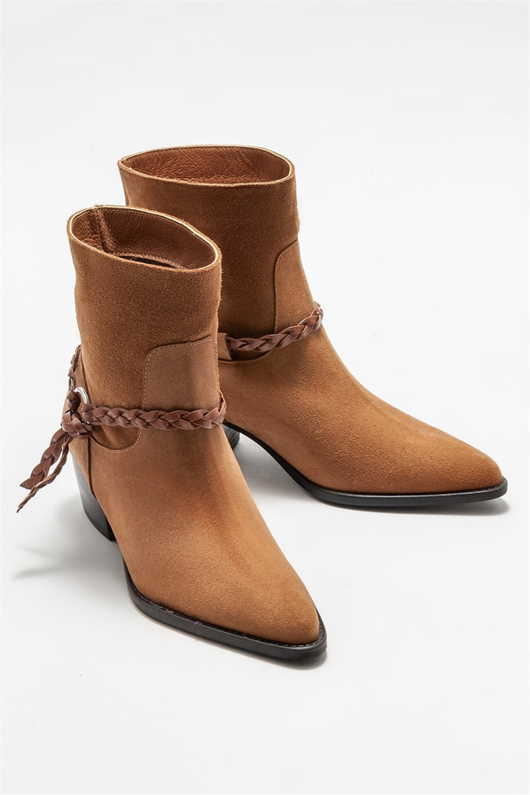 Taba deri kadın klasik bot - Elle Shoes