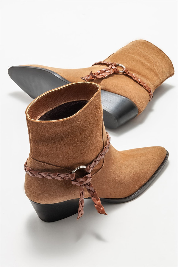 Taba deri kadın klasik bot - Elle Shoes