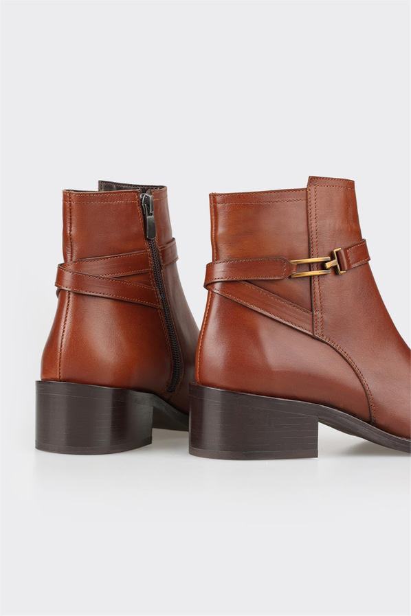 Taba deri kadın bot, klasik stil için - Elle Shoes
