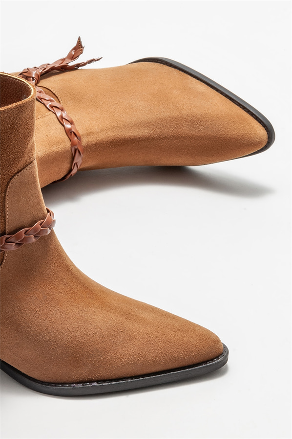 Taba deri kadın klasik bot - Elle Shoes