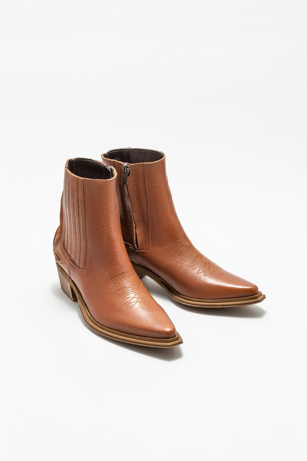 Taba deri kadın bot, klasik stil için - Elle Shoes