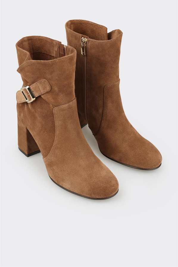 Taba deri simli kadın klasik bot, ofis stili için - Elle Shoes
