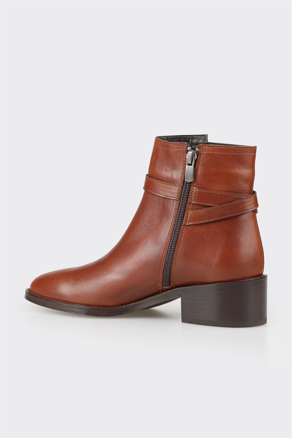 Taba deri kadın bot, klasik stil için - Elle Shoes