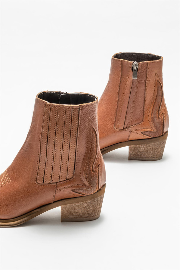 Taba deri kadın bot, klasik stil için - Elle Shoes