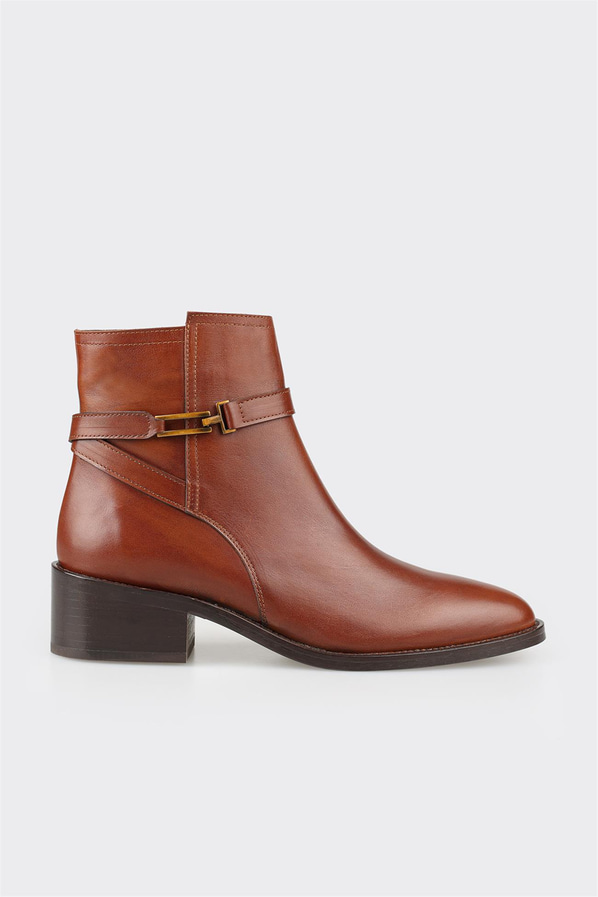 Taba deri kadın bot, klasik stil için - Elle Shoes