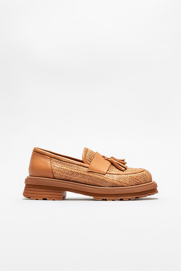 Taba deri kadın loafer - Elle Shoes