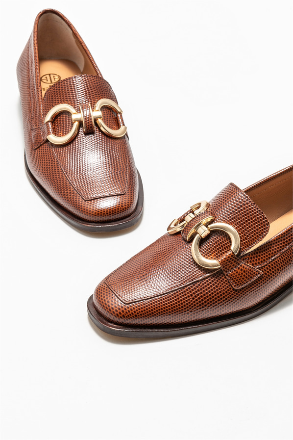 Taba deri kadın loafer - Elle Shoes