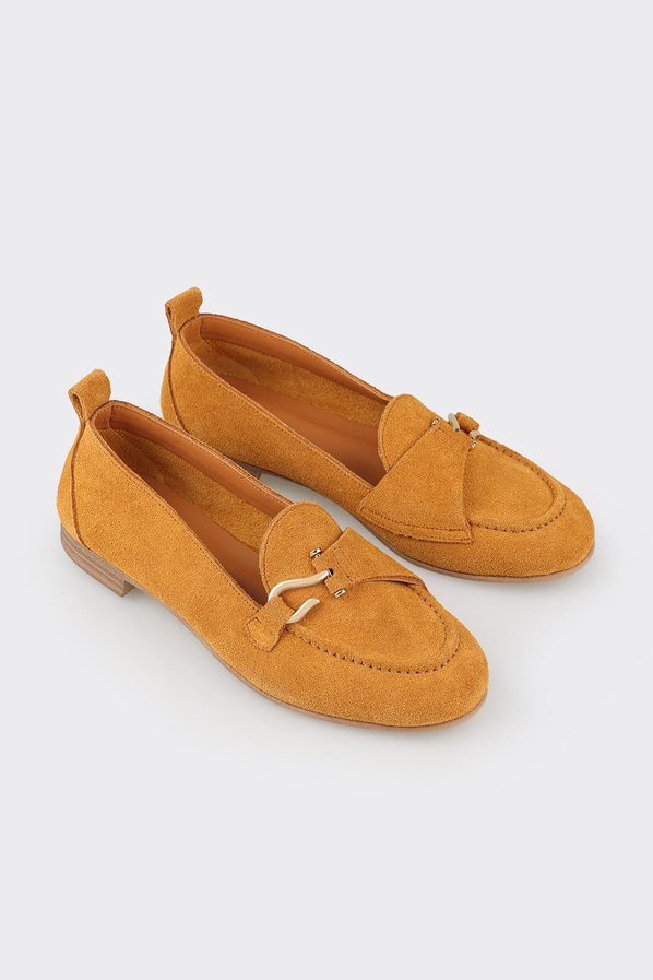 Taba deri kadın loafer, rahat kullanım için - Elle Shoes