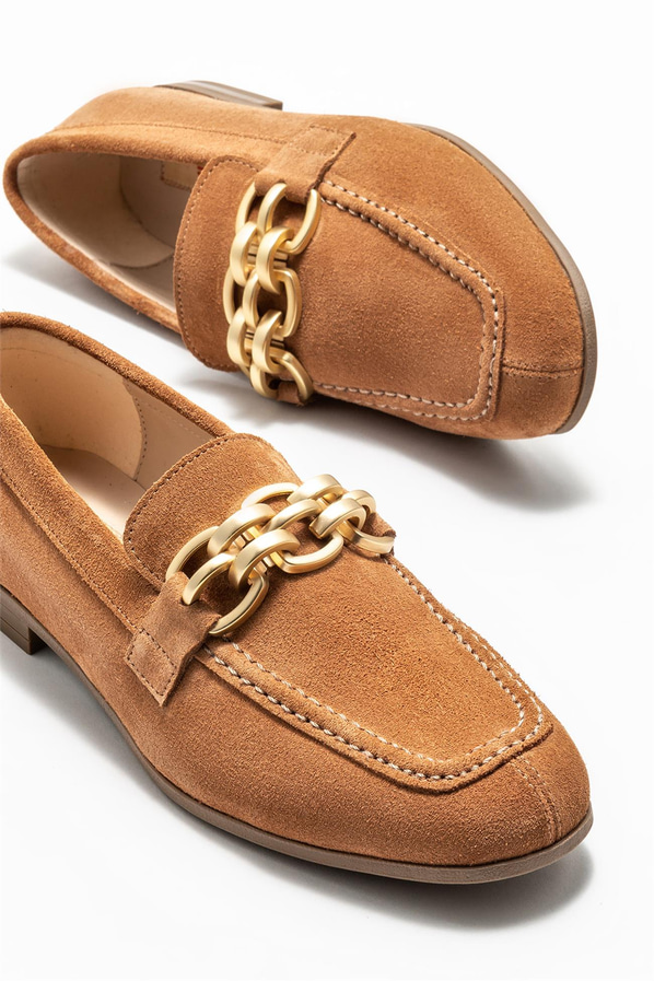 Taba deri kadın loafer - Elle Shoes