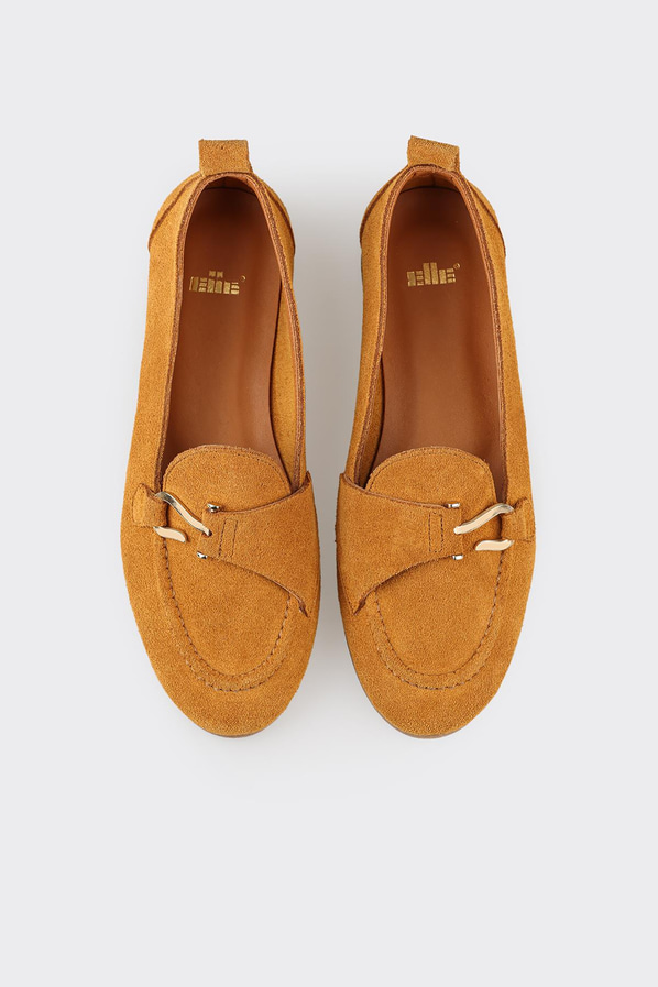 Taba deri kadın loafer, rahat kullanım için - Elle Shoes