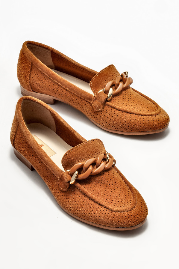 Taba deri kadın loafer - Elle Shoes