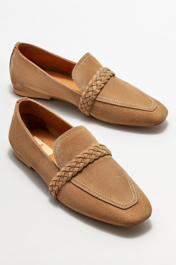 Taba deri kadın loafer - Elle Shoes