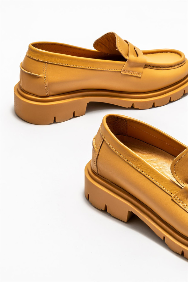 Taba deri kadın loafer - Elle Shoes