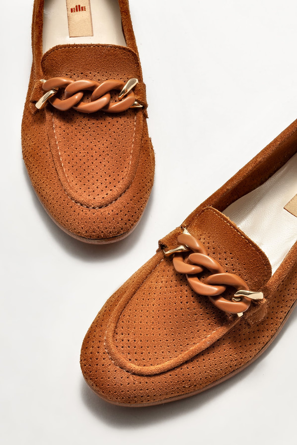 Taba deri kadın loafer - Elle Shoes