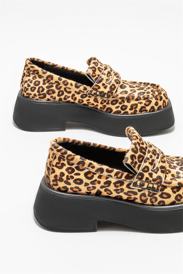 Taba deri kadın loafer - Elle Shoes