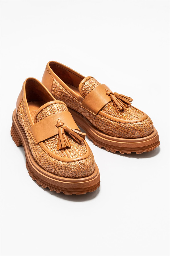 Taba deri kadın loafer - Elle Shoes