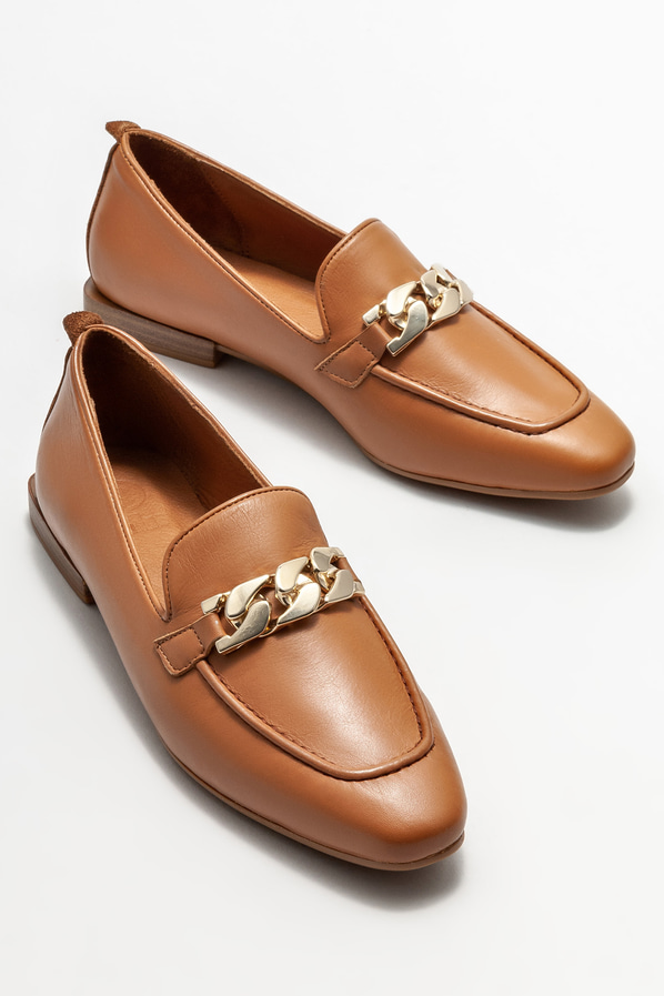 Taba deri kadın loafer - Elle Shoes