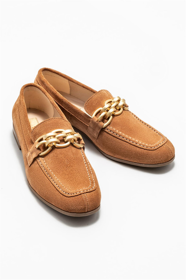 Taba deri kadın loafer - Elle Shoes