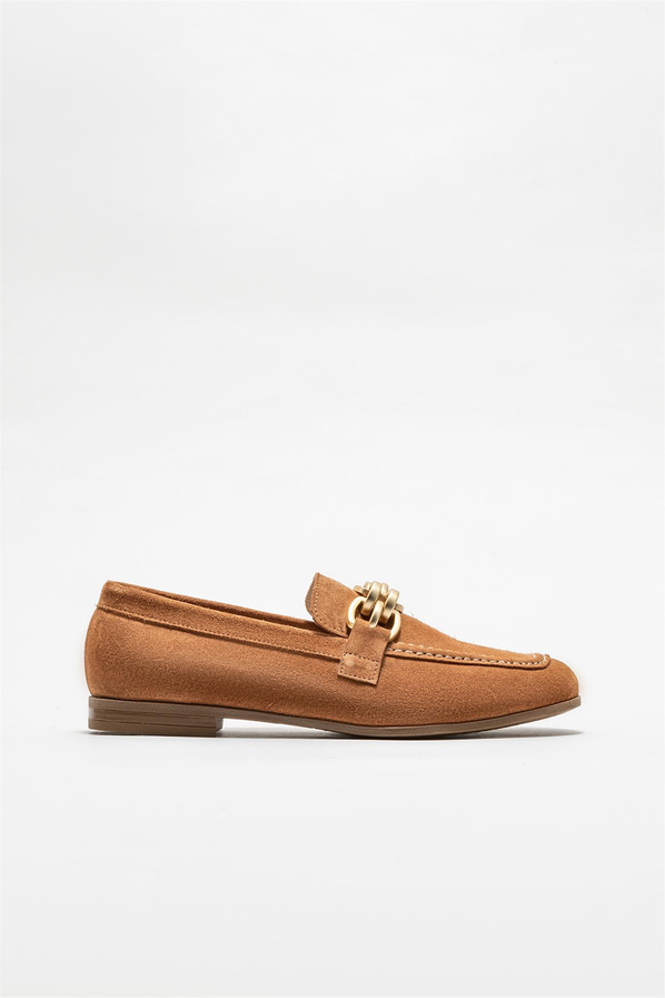 Taba deri kadın loafer - Elle Shoes