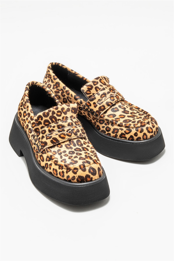 Taba deri kadın loafer - Elle Shoes