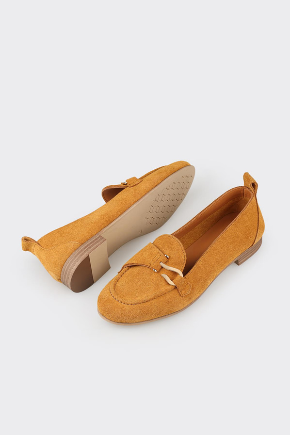 Taba deri kadın loafer, rahat kullanım için - Elle Shoes